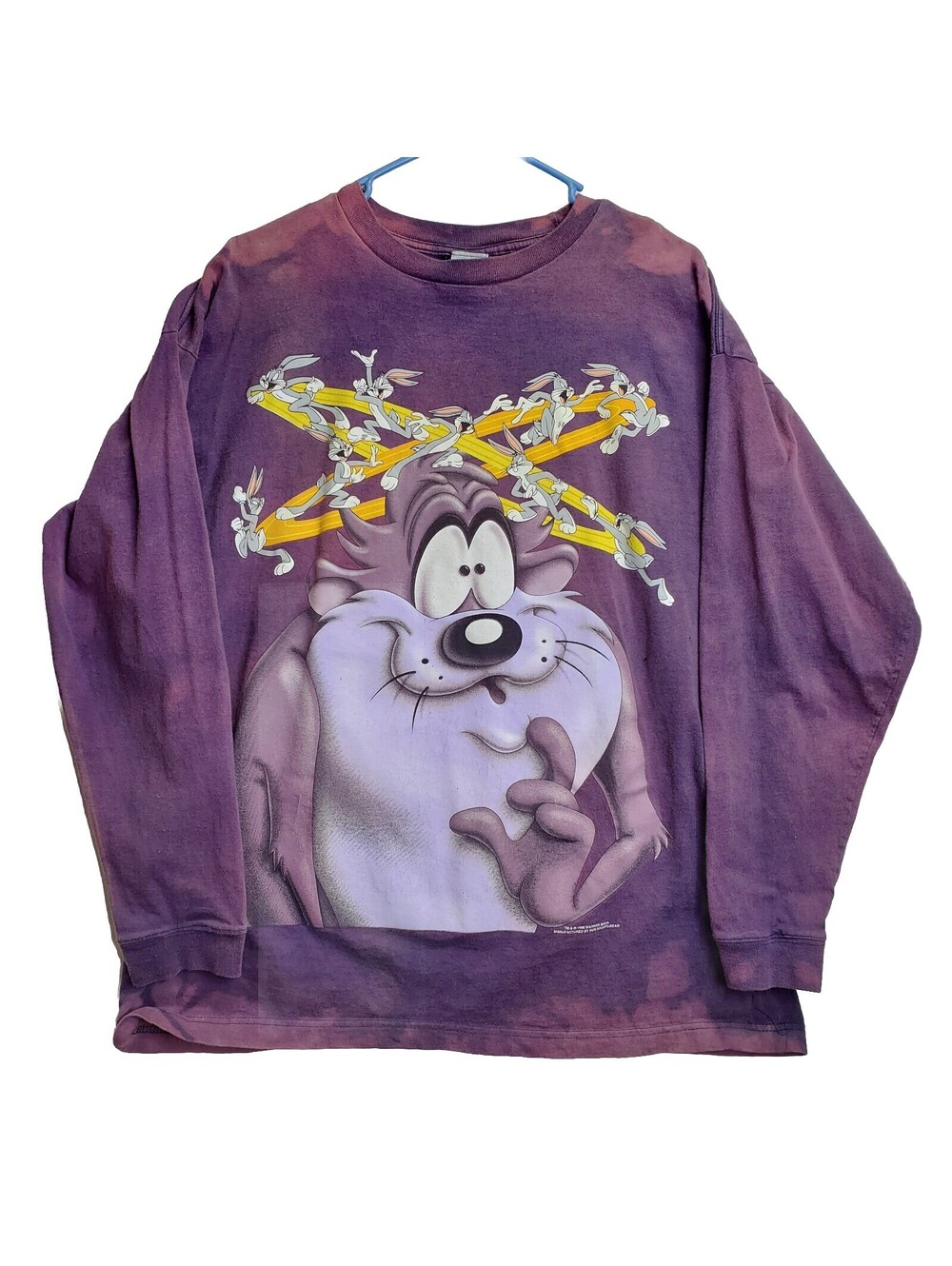 1996 Looney Tunes HUGE Taz & Bugs Bunny Long Sleeve Shirt SX XL Has Holes